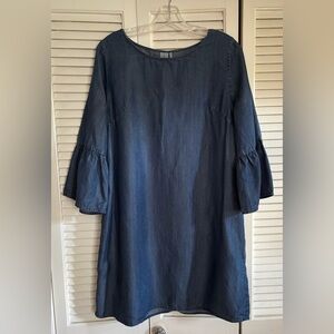 PAPER CRANE bell sleeve lyocell chambray mini Dress SIZE LARGE